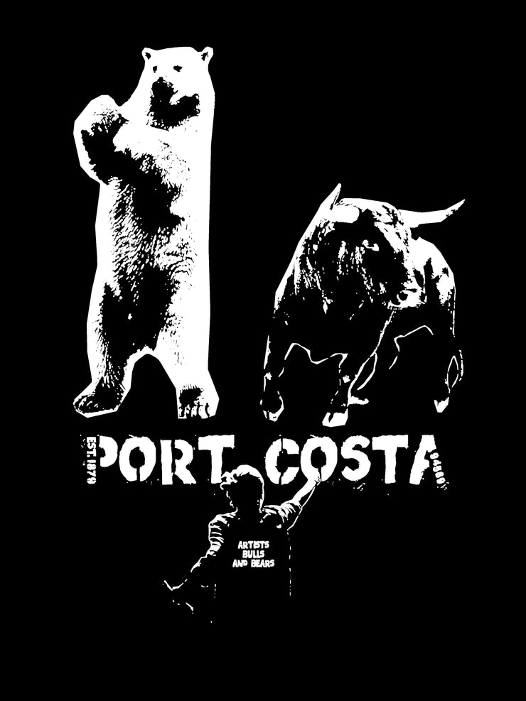 port costa, bear, bull, & artists map t-shirt