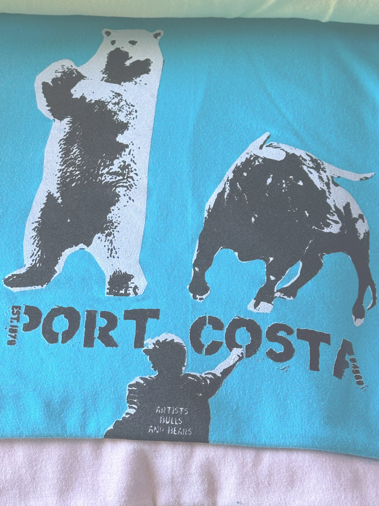 port costa, bear, bull, & artists map t-shirt